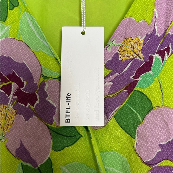 BTFL Life Floral Green and Purple Bodysuit large - Picture 2 of 6